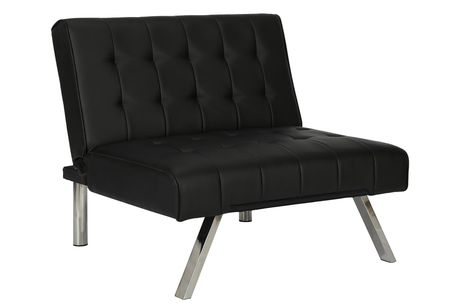 DHP Emily Accent Chair with SplitBack and Chrome Legs, Black Faux Leather