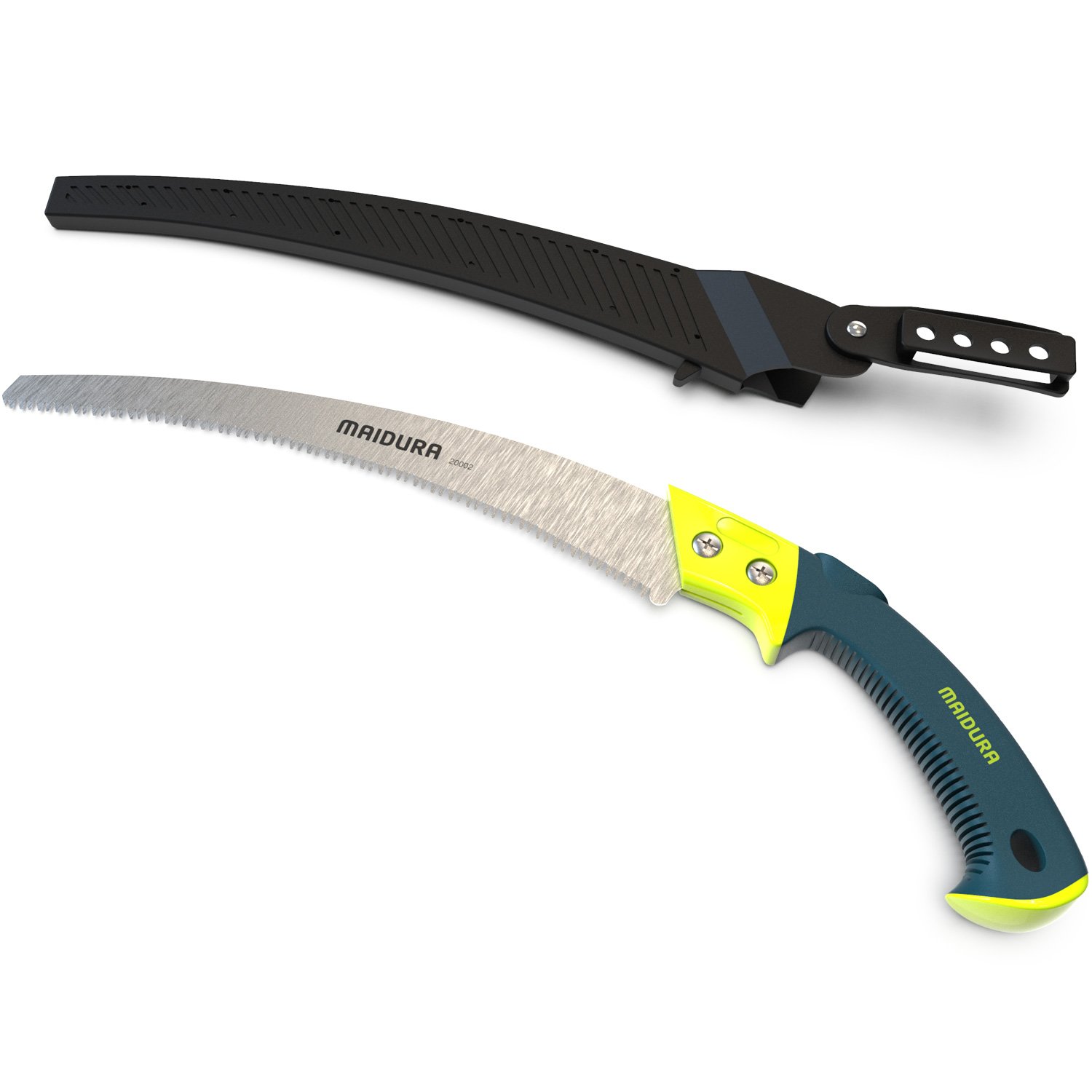Maidura Pruning Saw Curved - Tree Saw and Holster Also for Cutting Bush - Branch Saw with Pull Blade - Sharp Hand Saws for Trees