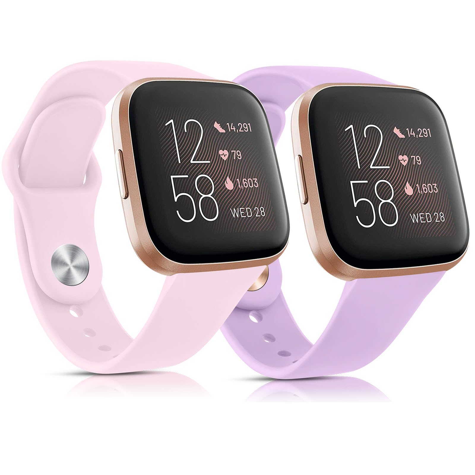 Meliya 2 Straps for Fitbit Versa 2 Strap/Versa Strap for Women Men, Silicone Sport Replacement Wristband for Fitbit Versa Lite/Versa 2/ Versa,Black+Navy — image 1