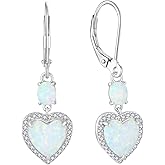 FYNSBLE Opal Earrings for Women 925 Sterling Silver Infinity/Heart Opal Dangle Drop Leverback Earrings Hypoallergenic Jewelry for Women