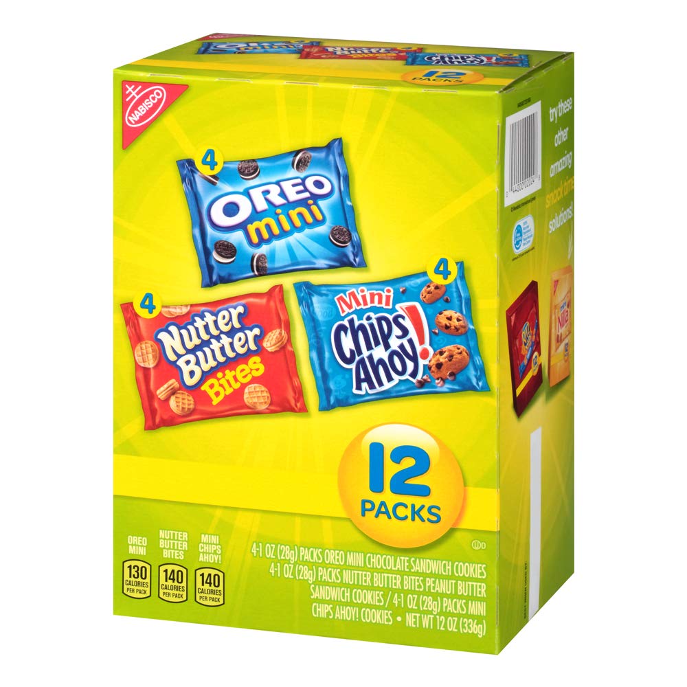 Nabisco Mini Cookies Variety Pack With Oreo Mini, Mini Chips Ahoy! & Nutter Butter Bites, 12