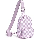 AMZFROG Small Checkered Sling Bag for Women Nylon Crossbody Bags Trendy Chest Travel Fanny Pack Purse