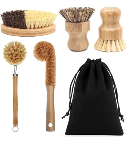 BEATIZ Bamboo Wok Brush, Traditional Natural Bamboo Wok Brushes, Pan Brush Cleaning B Cleaning Handle Wooden Brush - View #2