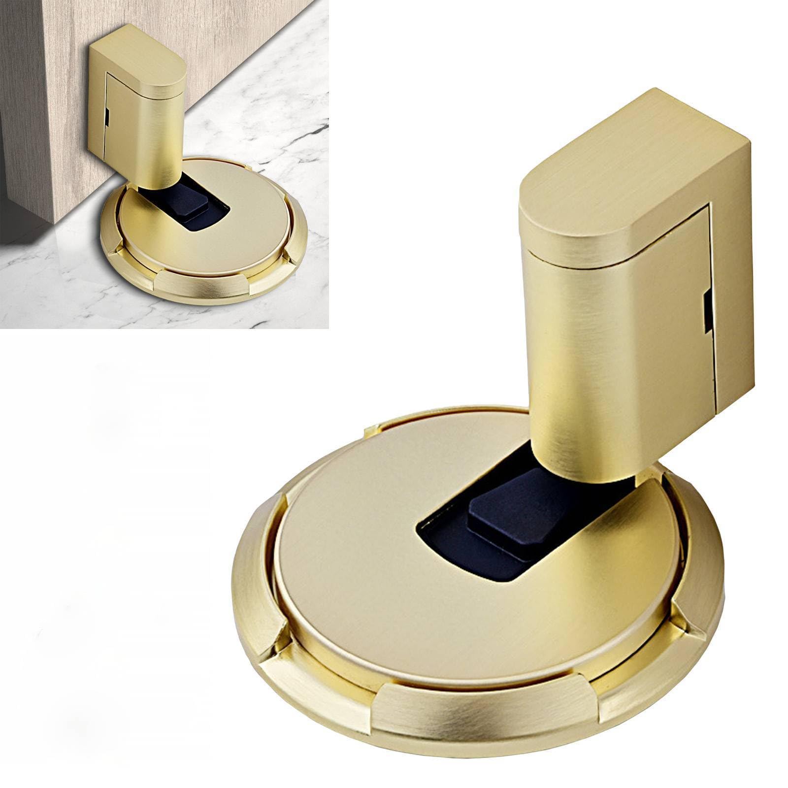 Upgraded Magnetic Door Stopper, Adjustable Punch-Free Silent Floor Doorstop for Various Door Types, Perfect for Yard, Living Room, Bedroom, Kitchen, Bathroom (Brushed Gold)