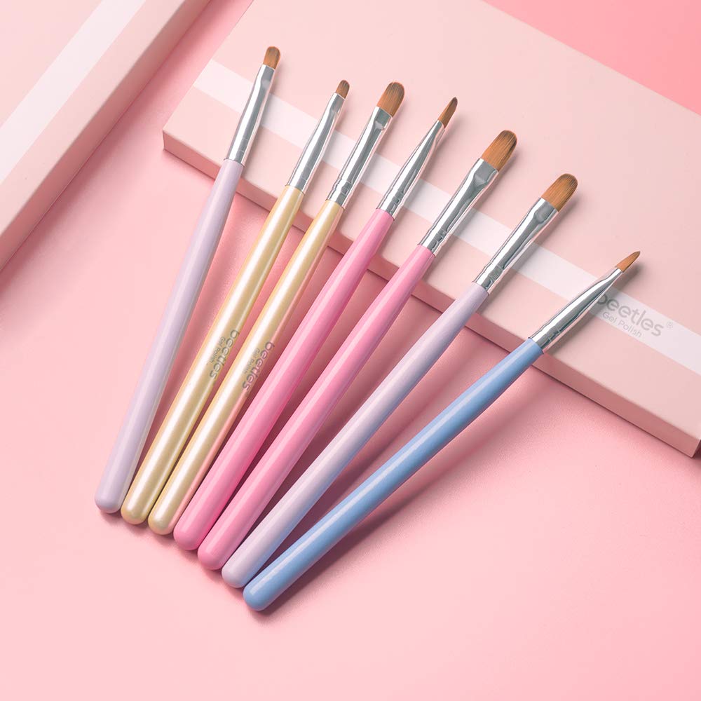 Beetles UV Gel Nail Brush, 7Pcs Poly Extension Gel Brush, Nail Art Tips Builder Brush Nail Painting Brush Pen Set for Home and Salon Use : Beauty
