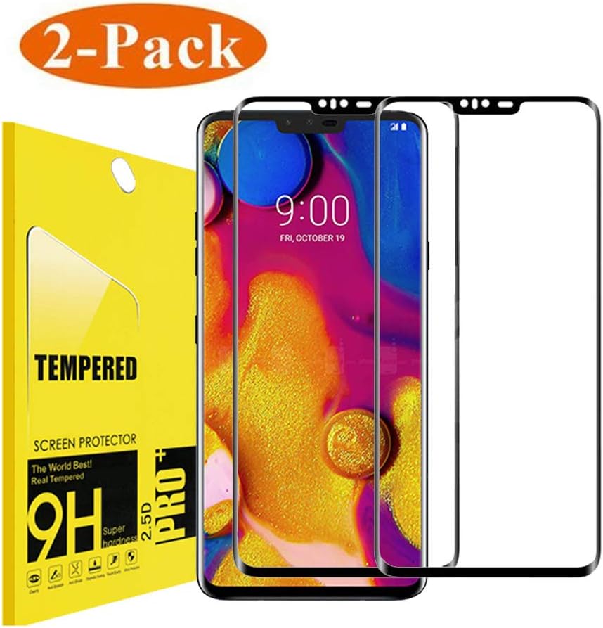 [2PACK] for LG V40 Tempered Glass Screen Protector,Kylatix[9H Hardness][Full Coverage][Anti-Fingerprint][Ultra HD][Case Friendly][Anti-Scratch][Anti-Bubble] Screen Protector for LG V40 ThinQ