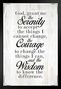 Serenity Prayer God Grand Me The Serenity Courage Wisdom Spiritual Decor Motivational Poster Bible Verse Christian Wall Decor Inspirational Art Scripture Decor Black Wood Framed Poster 14x20