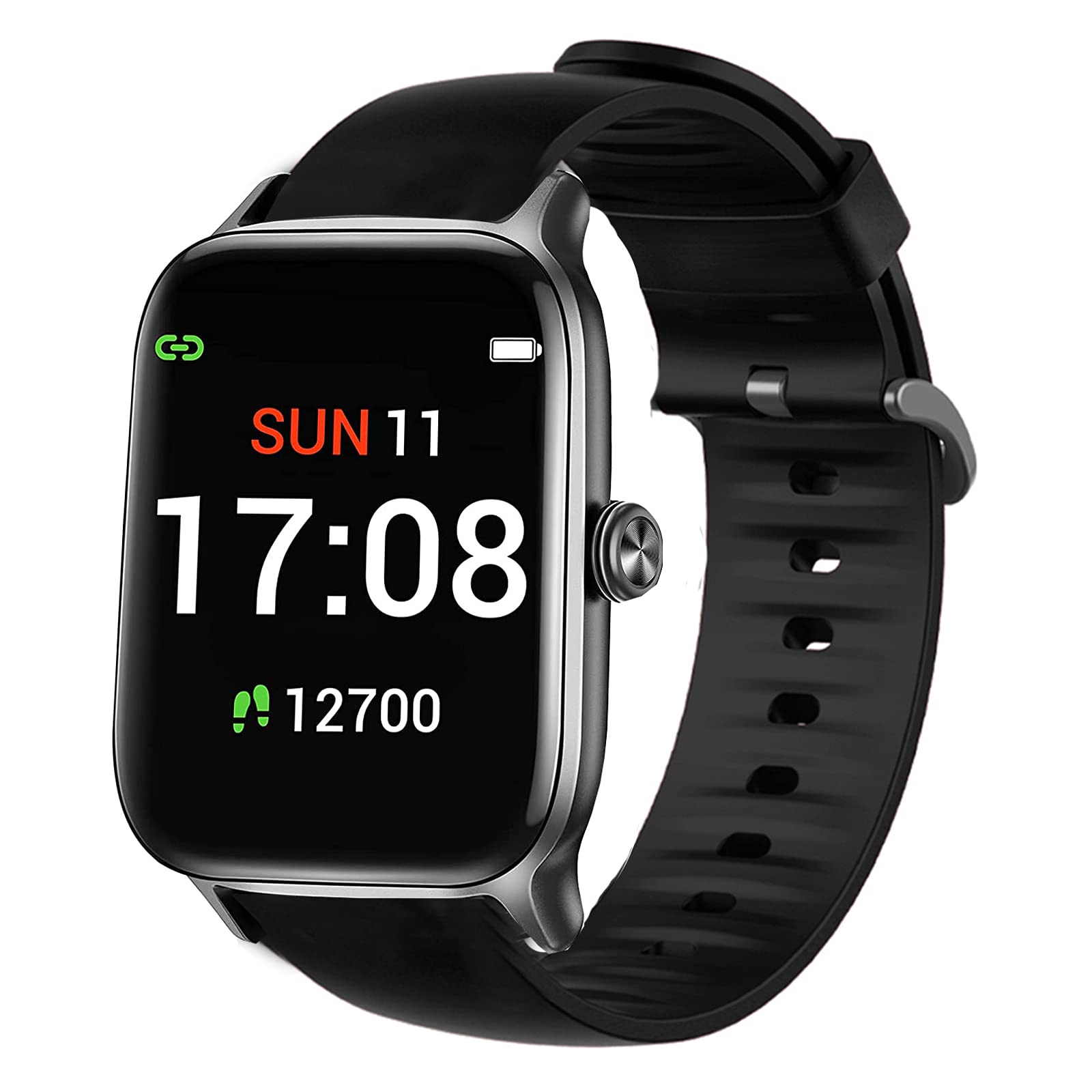 Giaogor Compatible for Letsfit EW1 Band, Silicone Replacement Soft Band Wristbands Straps with Stainless Steel Buckle Compatible with Letsfit EW1 Smartwatch (Black)