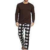 KUYIGO Men 2 Piece Pajamas Set Plaid Sleepwear Loungewear Nightwear PJ Sets