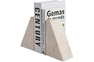 KARIBIBER Marble Book Ends Decorative, Unique Bookends for Shelves, Bookends to Hold Heavy Books, Durable Book Holder Stopper for Home Office Desk Bookshelf Decoration, Turkey Natural Marble, Set of 2