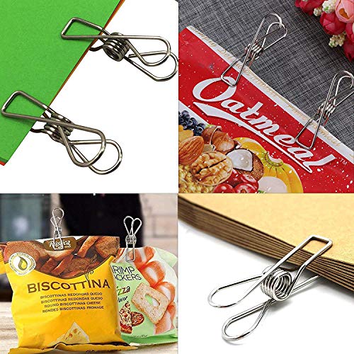 Peg Bag with Clothes Pegs, 100 Pack Powerful Stainless Steel Clips in Weather Resistant Laundry Peg Bag with Hanging Hook for Wash Line - Thumbnail 7