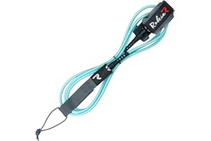 Rokia R SUP and Surfboard Leash 7mm Thick 7/8/9 FT Surfing Leash,PU Material Straight Surf Leash with 3 Layers of Premium Hook & Loop Double Stainless Steel Rotating Head (2 Colors)