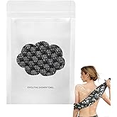 Blissal Exfoliating Shower Towel, 2-in-1 Premium Scrub Wash Cloth, Deep Exfoliating,Body Scrubber with 2 Sides for All Skin Types (Black)