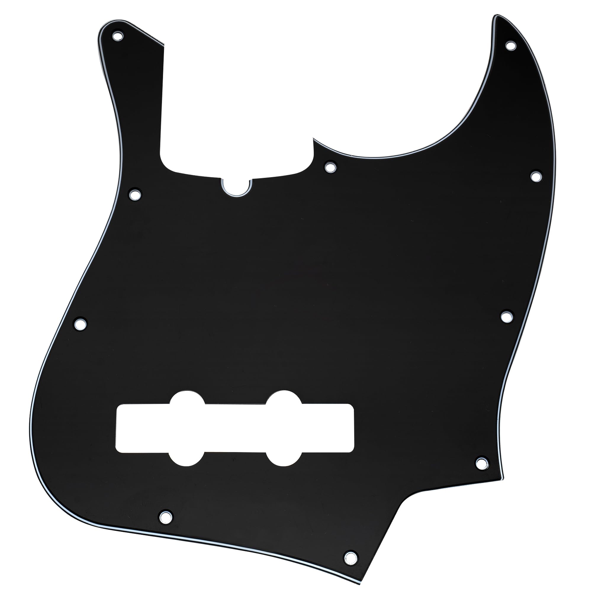Musiclily Pro 10-Hole Modern Style J Bass Pickguard for 4 String American Jazz Bass, 3Ply Black