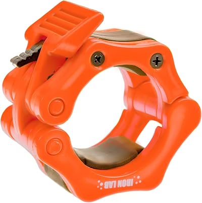 Iron Lab 2" Olympic Barbell Clamps Pair ABS Clips Orange Collars Pro Quality