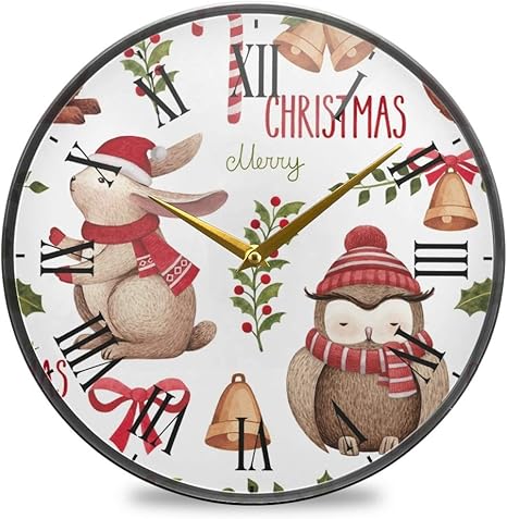 Amazon チャーストマスうさぎ猫壁時計ラウンドプレートサイレント非カチカチ音を立てる円形時計キッチンホームオフィス学校子供男の子女の子の装飾 置き時計 掛け時計 オンライン通販