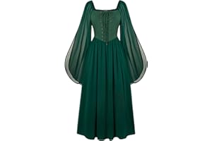 Scarlet Darkness Renaissance Costume Women Pirate Dresses Split Bell Sleeve Medieval Ren Faire Dress with Pockets