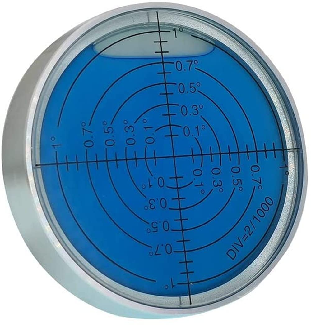 Umei high Precision Universal Horizontal Bubble Aluminum Shell Horizontal Circle inclinometer, high-Precision 6 '/ 2（with Magnet，Luminous） (60x12mm) (Blue Water)