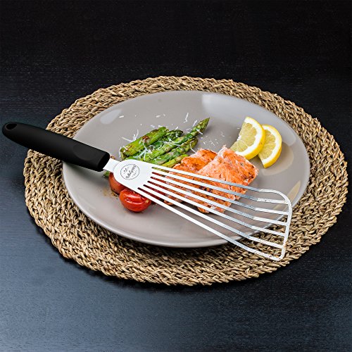 Fish Spatula Slotted Turner Stainless Steel, Flexible Spatula for