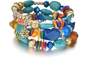 QIAN0813 Boho Multilayer Irregular Agate Beads Charm Bracelets for Women Vintage Jade Stone Man Bracelets Yoga Bangles Ethnic Jewelry