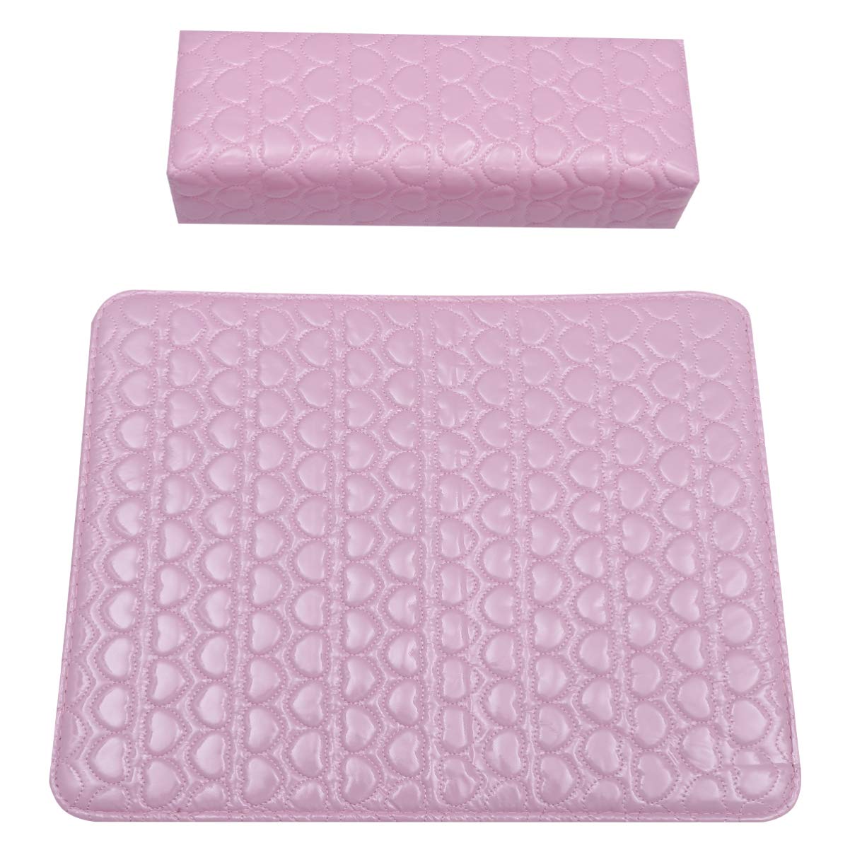 FRCOLOR PU Leather Nail Art Hand Rest Pillow and Mat Manicure Hand Rest Cushion Hand Holder Arm Rest Nail Pillows Manicure Tool Pink