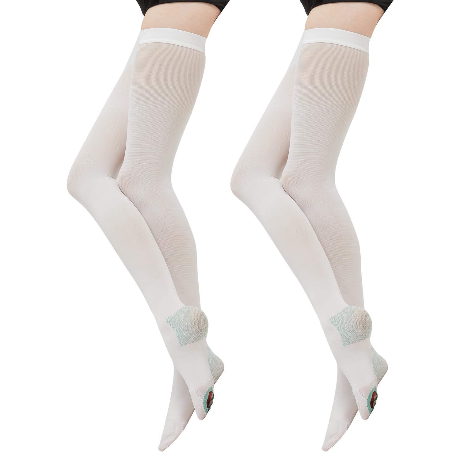 Photo 1 of 2 Pairs Thigh High Anti Embolism Compression Stockings for Women & Men, 15-20mmHg TED Hose Socks, Large