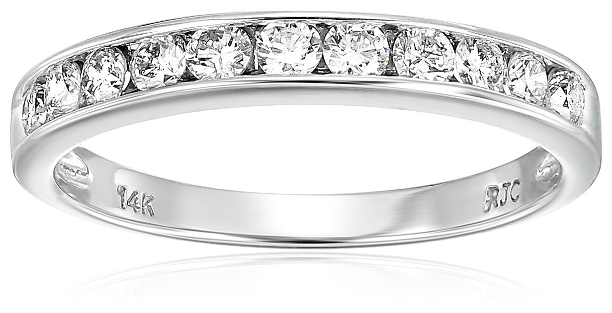 Vir Jewels 1/2 carat (ctw) Diamond Wedding Anniversary Band for Women, Half Eternity Round Diamond Engagement Ring 14K White Gold Channel Set 0.50 cttw, Size 4.5-10
