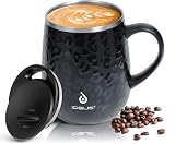 Ideus 16 oz Insulated Coffee Mug with Handle and Lid Leopard Black