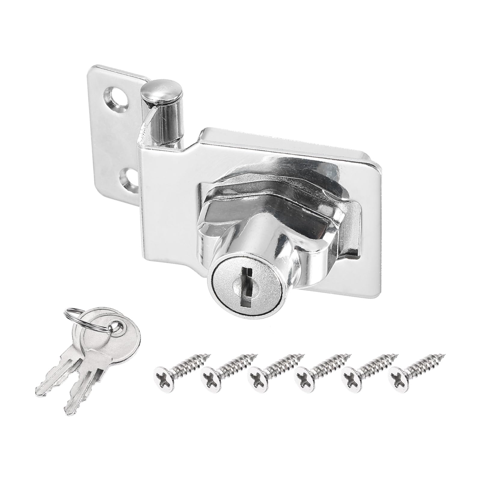 PATIKIL Keyed Hasp Locks Angle 90°, 2.5 Inch Twist Knob Locking Hasp Lock Metal Safety Hasp Latches for Cabinet Small Door, Keyed Different, Silver