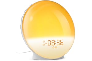 Dekala Sunrise Alarm Clocks for Bedrooms, Wake Up Light with Sunrise Simulation, Clock Radio Dual Alarms & Natural Sounds, Snooze & Sleep Aid, FM Radio, 7 Colors Night Light