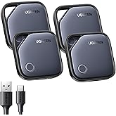 UGREEN FineTrack (iOS Only)Air Tracker Tags 4 Pack, 1-Year USB-C Rechargeable Battery Bluetooth Tracker Compatible with Apple Find My, Item Finder Smart Tag for Key Luggage - [Apple Find My Certified]