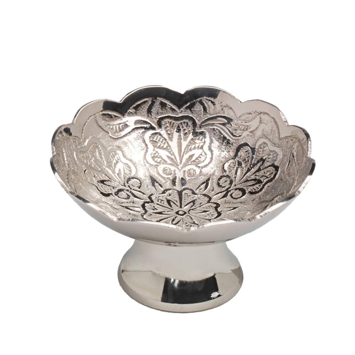 NKlaus Incense Bowl Brass Incense Burner 8cm Diameter Deco Bowl round silver 7527
