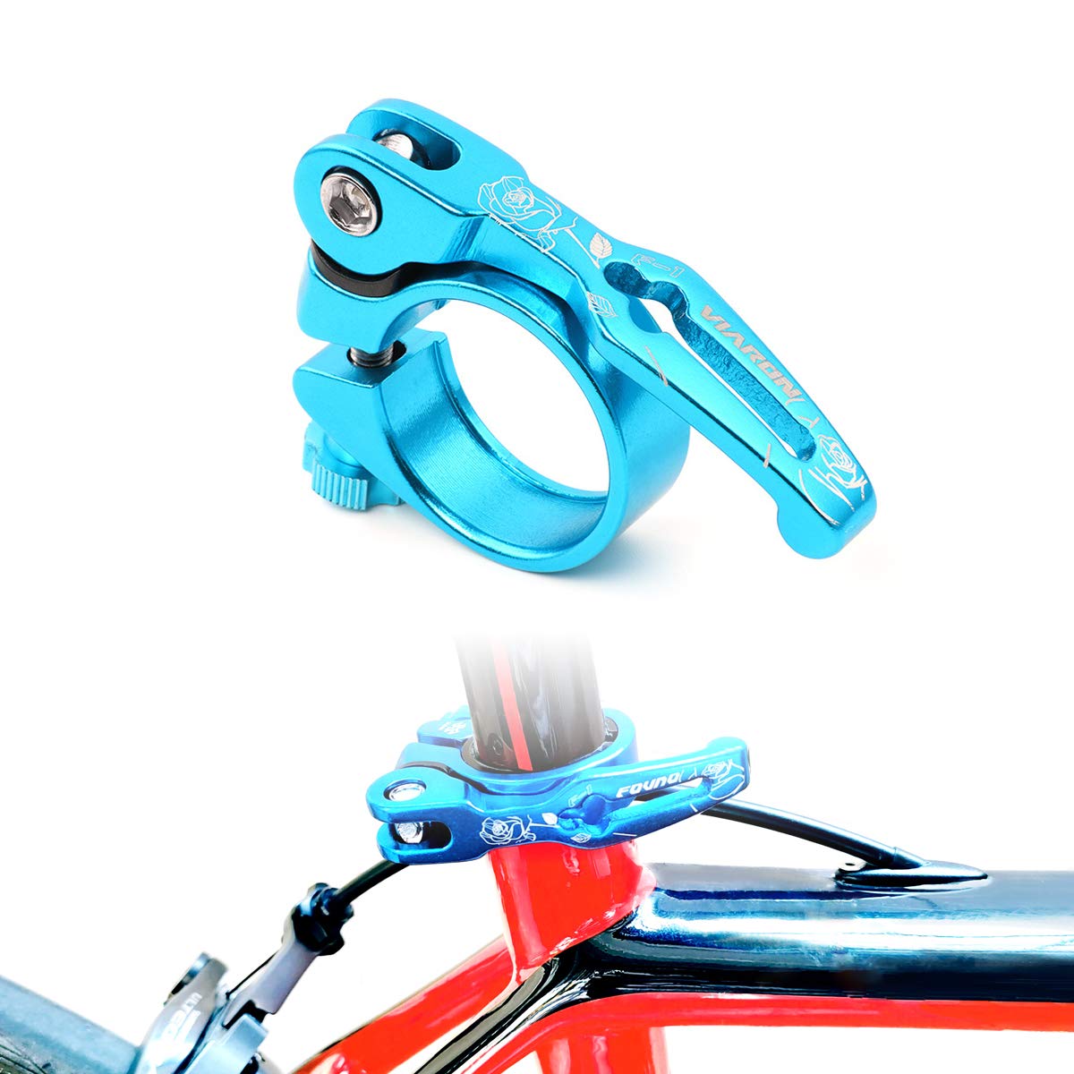 Lohas Select Aluminum Alloy Bicycle Quick Release SeatPost Clamp 34.9mm 31.8mm MTB Bike Road Bike Casual Bike Seatpost Clamp (Blue, 1.37in（34.9mm）)