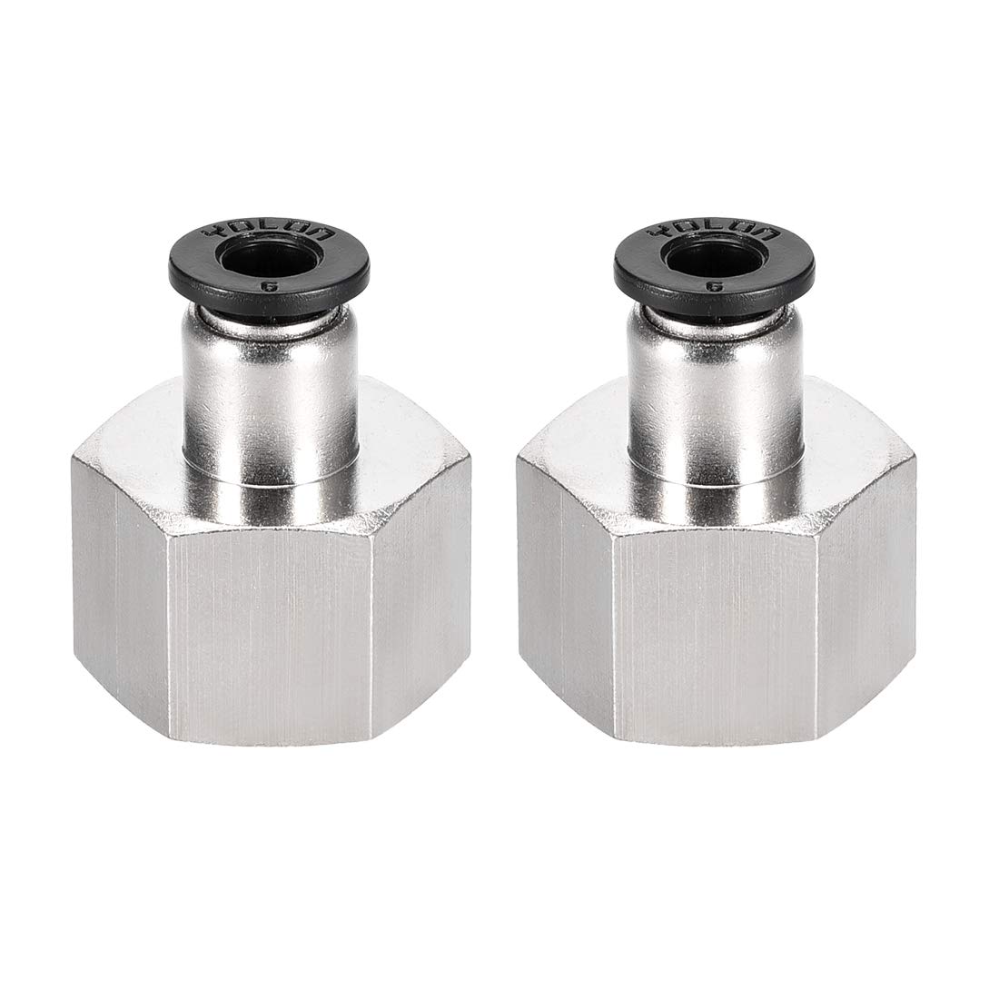 sourcing map Push to Connect Tube Fitting Adapter 6mm Tube OD X 1/2PT (19mm) Female Straight Pneumatic Connecter Pipe Fitting 2pcs