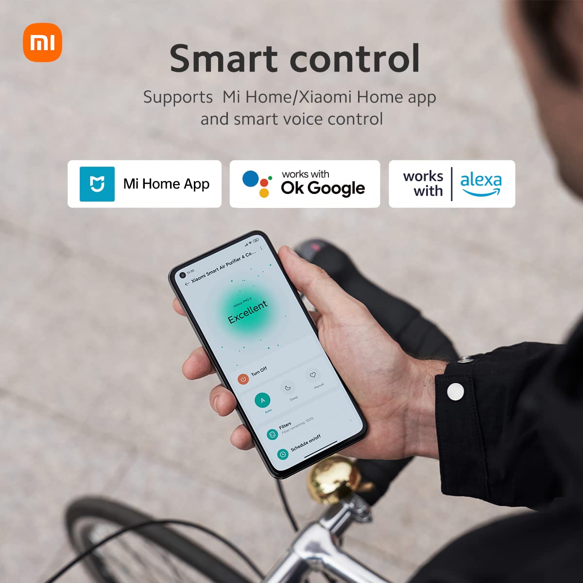 XIAOMI Air Purifiers for Home Bedroom, H13 True HEPA Filter, Ultra Quiet, Smart Control, Air Quality Sensor, Small Large Room Cleaner for Pets, Dust, Allergies, Wildfire, Smoke, Auto, 4 Compact