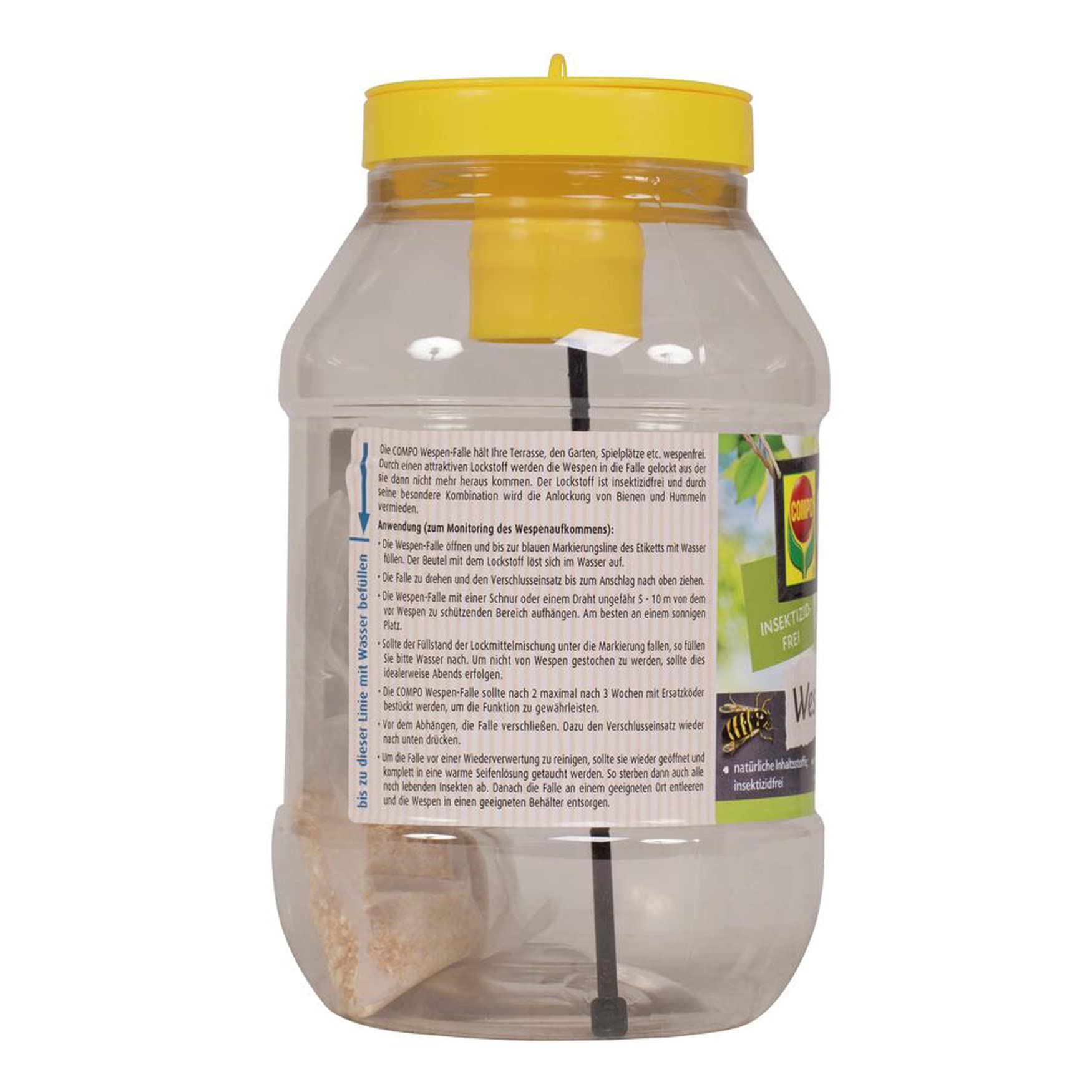 COMPO Wespen-Falle, Natürlicher Inhaltsstoff, Insektizidfrei, Bis zu 3 Wochen Langzeitwirkung, Wiederbefüllbar, Wespenspray 7