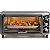 BLACK+DECKER TO3250XSBD 8-Slice Extra Wide Convection Countertop Toaster Oven, Includes Bake Pan, Broil Rack & Toasting Rack,