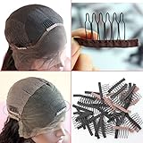 Dreamhair 25pcs Wig Combs for Wig Caps Black and Brown Color Wig Comb for Wig and Hair (Black Color)
