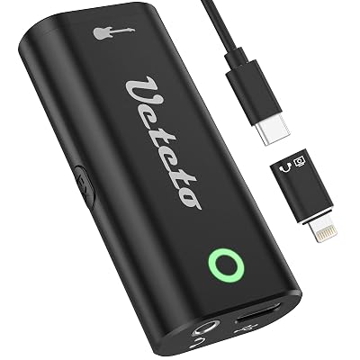Ueteto Audio Interface for Guitar, Portable Internal Recording Sound Card for Live Streaming for Iphone, Ipad and Android smartphones and tablets, No Driver Needed