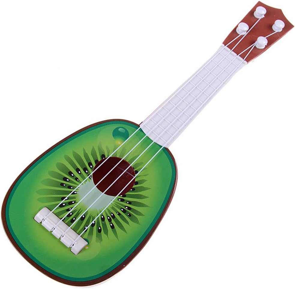 PRETTY Plastic Mini Fruit Guitar Learning Educational Toy Guitar Musical Instrument Toys for Above 3 Years Old Kids (Kiwi)
