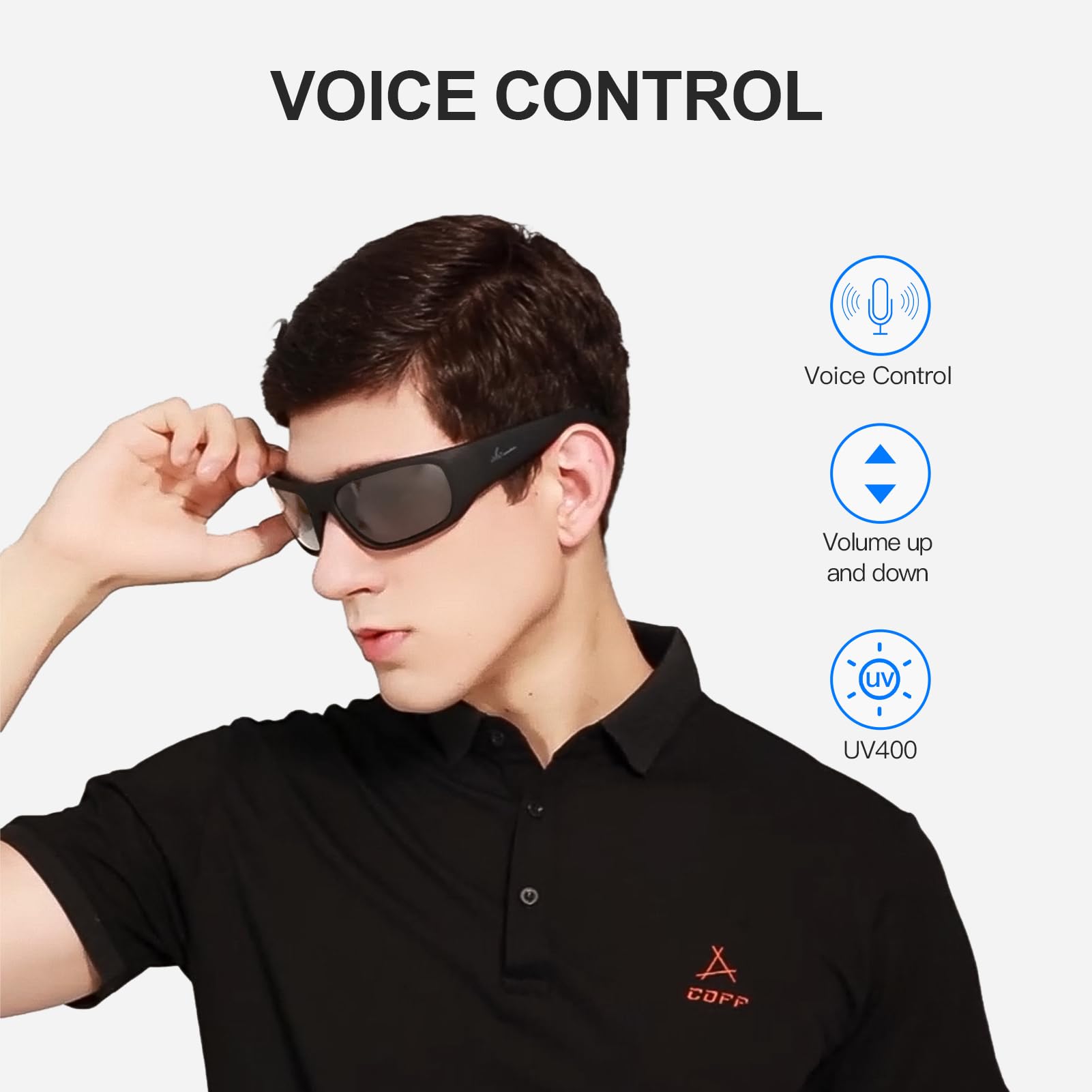 OhO Smart Glasses,Polarized Sunglasses with Bluetooth Speaker,Athletic/Outdoor UV Protection and Voice Control,Unisex(Transitional Lens)