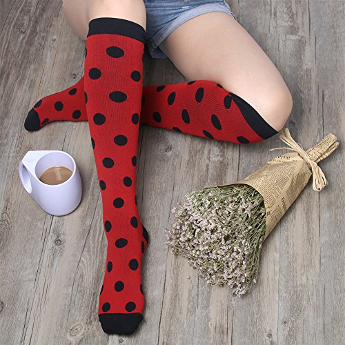 Graduated Compression Socks for Women & Men 20-30 mmHg - Moderate Compression Stockings For Running, Crossfit, Travel, Nurse, Maternity Pregnancy, Shin Splints (L/XL, Red & Black,2 Pairs)