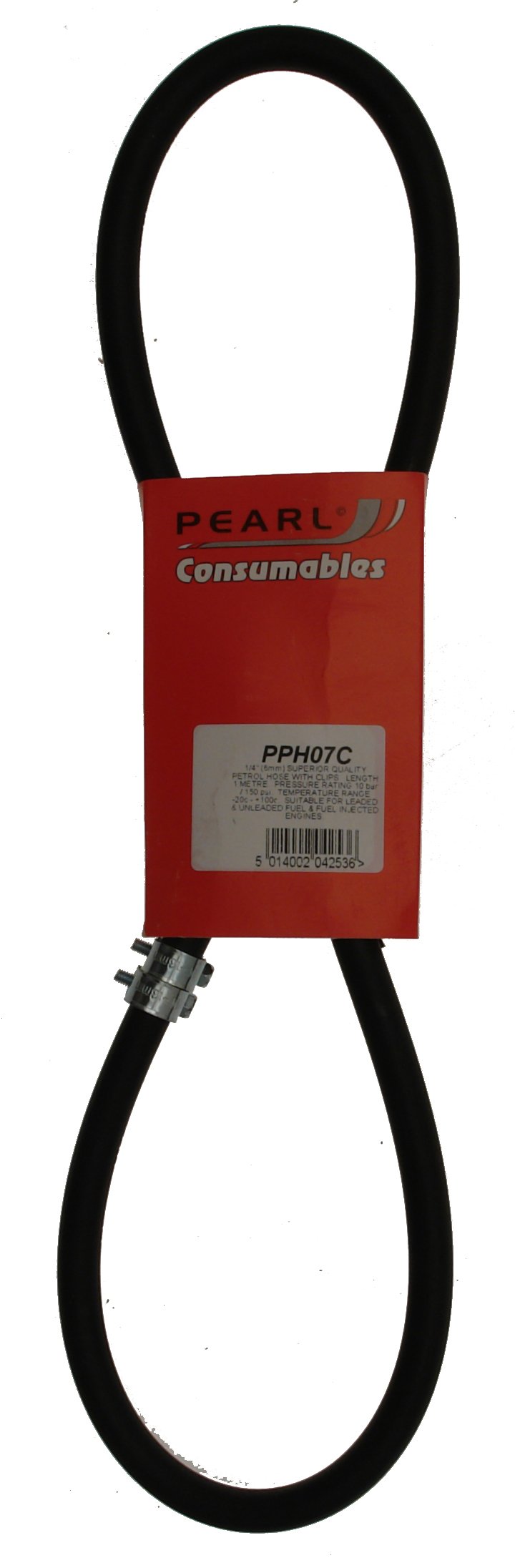 Pearl PPH07C 6mm x 1m Rubber Fuel Hose with Clips