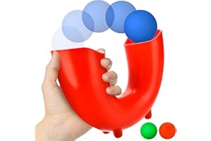Musictree Skill Game Juggling Balls, Indoor Outdoor Sensory Fidget Toy, Handheld Games Bouncy Balls Toys, Catch Ball Game, Fun Gift for Girls Boys Teens Adults (U-Shaped Ball Cylinder - red)
