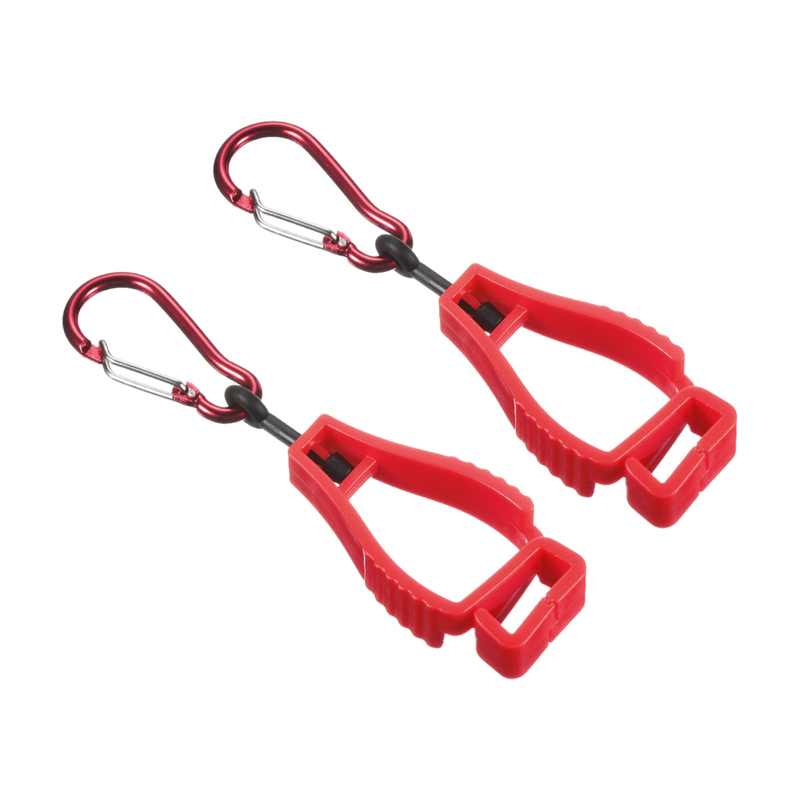 PATIKIL Glove Keeper, 2 Pack Gloves Grabber Catcher Prevent Losing Hook Clips Holder Helmet Hanger for Construction Workshop, Red