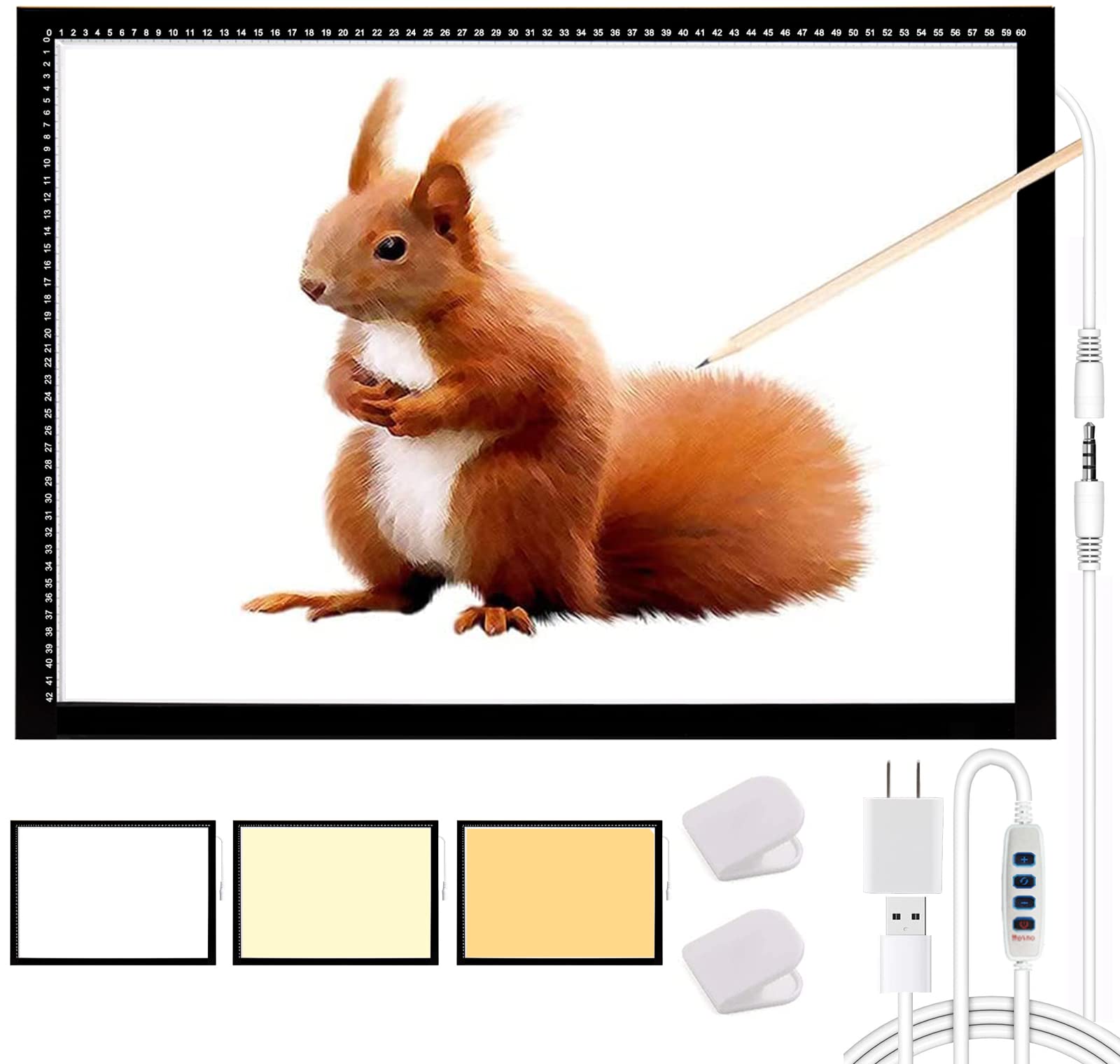 SanerDirect A2 Tracing Light Pad, Large Size Ultra-Thin Diamond Painting Light Board, Stepless Adjusted Dimmable Brightness Drawing Board with Clips and Magnet (Upgrade) 25x18INCH