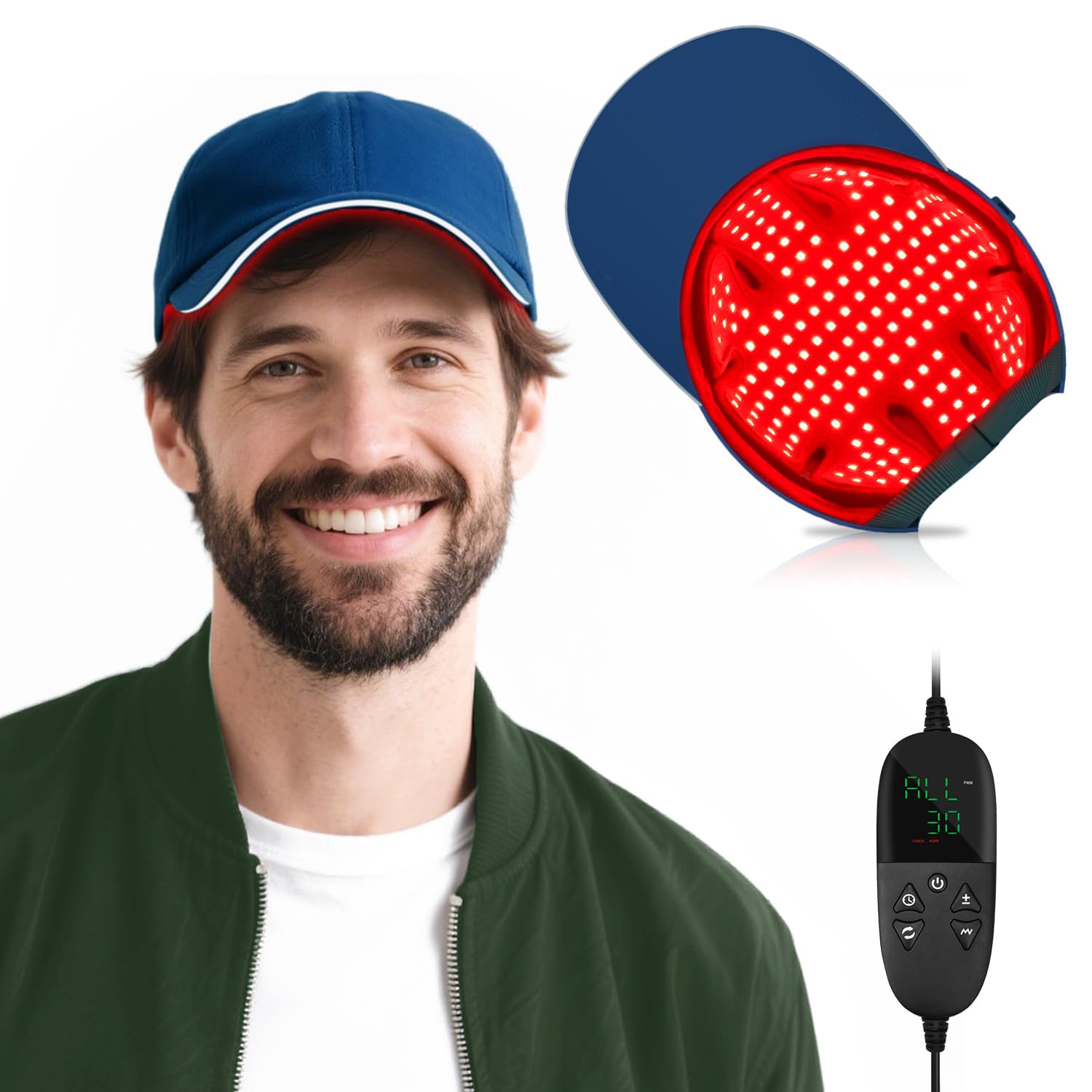 Photo 1 of Red Light Cap, Red Light Hat for Head, 630nm 850nm 940nm Infrared Light Cap Adjustable Size, and Pulse Mode