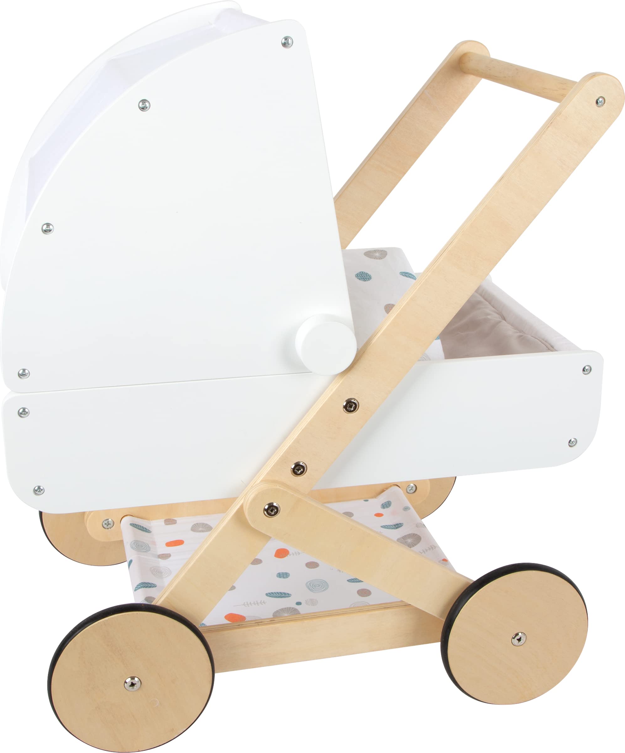 Small Foot 11914 Doll Pram Little Button, multifunctional wooden doll's pram, for kids aged 3+ years