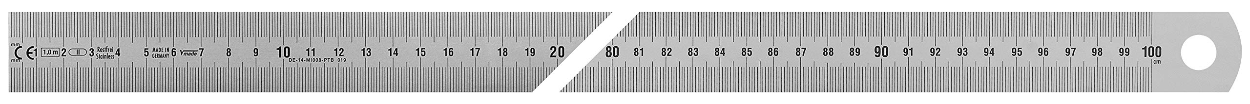 Vogel Germany Steel Ruler (Type A, Measuring Length 1000 mm, Cross Section 30 mm x 1.0 mm, Stainless Spring Band Steel, Reading Left to Right) 1018010100