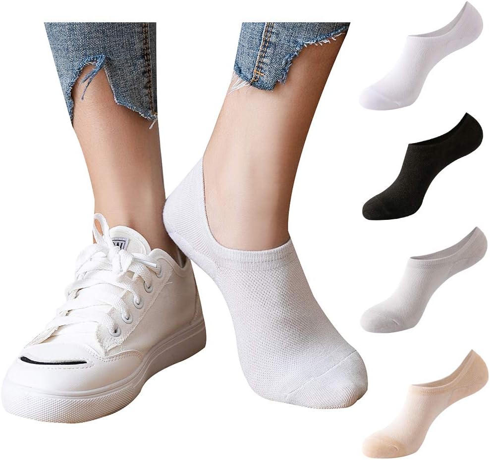 3/6/8 Pairs Bamboo Fiber Women No Show Socks Premium Organic Socks Comfortable Anti-bacterial Casual Socks Non-slip Moisture Wicking Socks